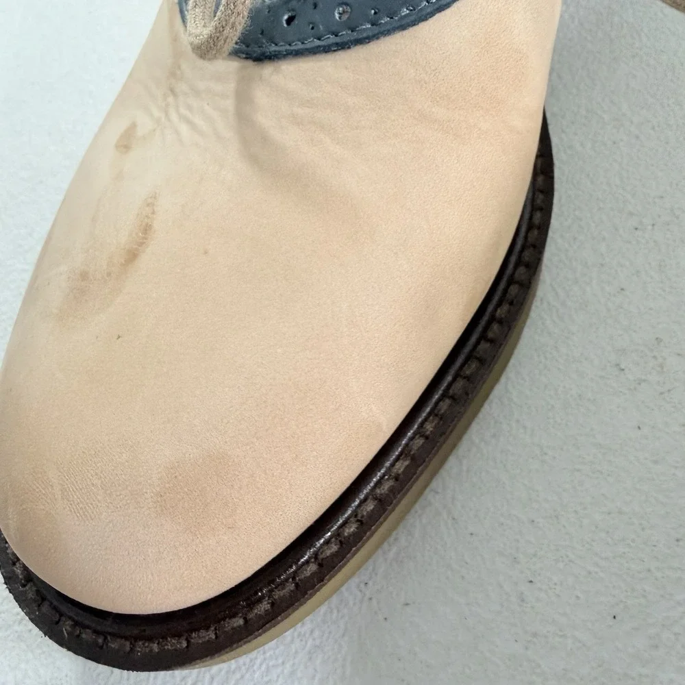 GH Bass Mens Saddle Oxford Suede Bone Multi Montgomery Blue Size 8 M W/‎ Box
